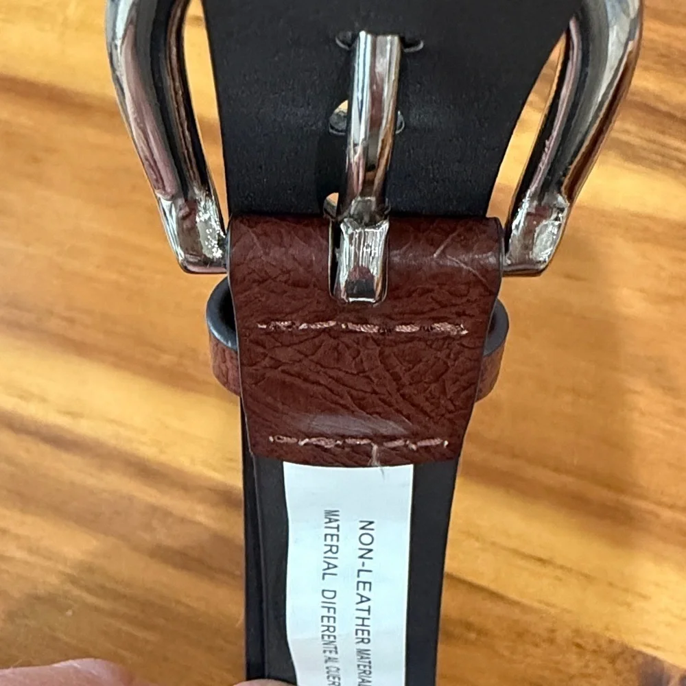 Brown Vegan Leather Belt with Heart Shaped Cutouts and Silver Buckle